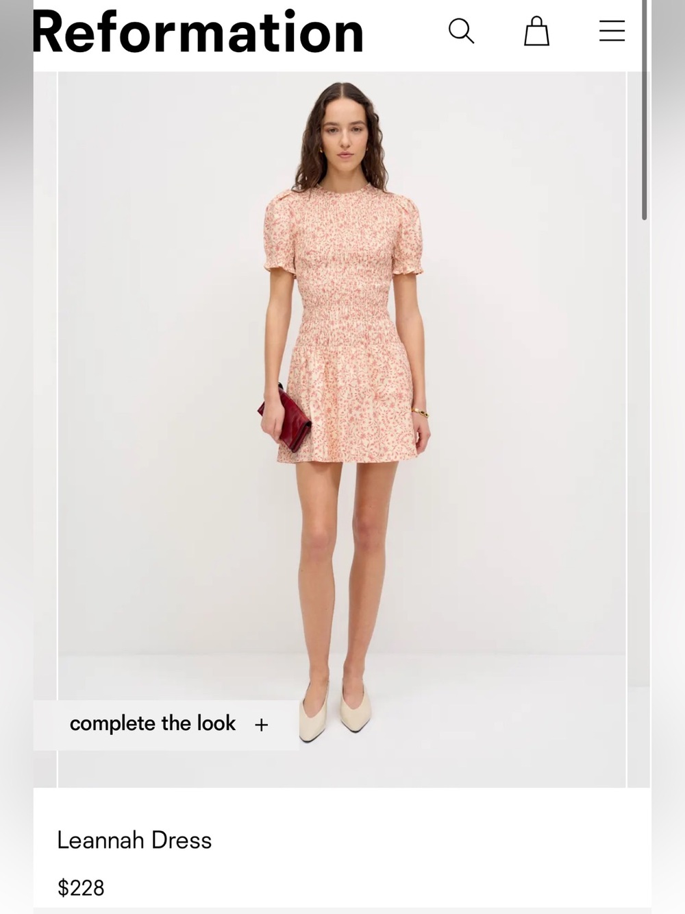 Reformation Leannah Pink Floral Short Dress